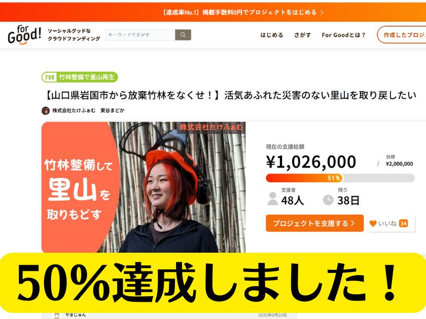 クラファンお陰さまでただ今50%です!